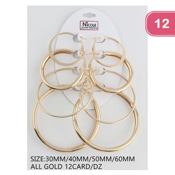 4 PAIR SET HOOP EARRINGS (12 UNITS)