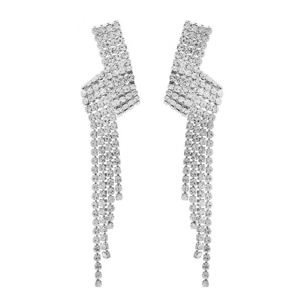 RHINESTONE FRINGE FOLDED DROP EARRING