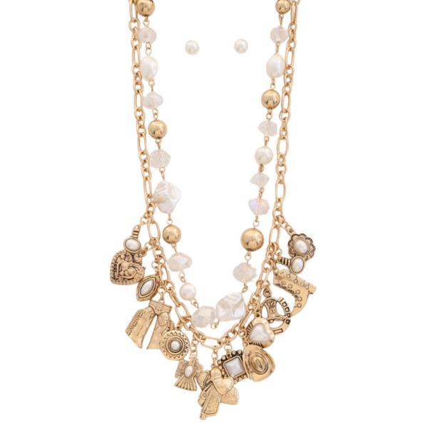 WESTERN CHARM BEADED LAYERED NECKLACE
