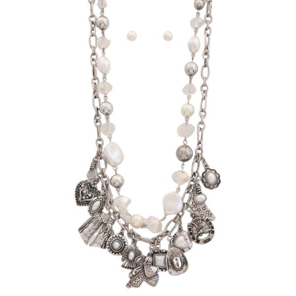 WESTERN CHARM BEADED LAYERED NECKLACE