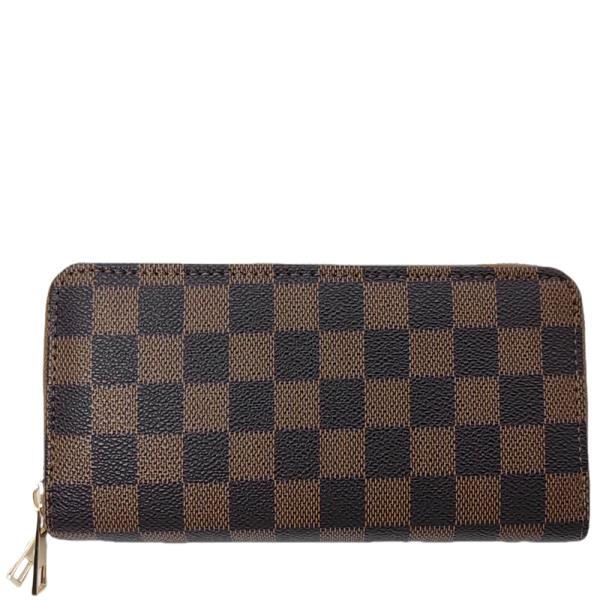 CHECKER DESIGN ZIPPER WALLET