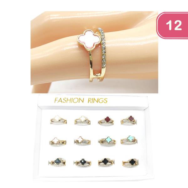 CLOVER RHINESTONE LAYERED RING (12 UNITS)