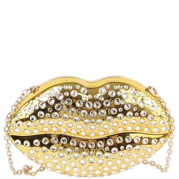 STYLISH STUDDED LIPS SHAPE CROSSBODY BAG