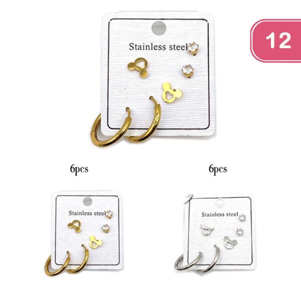 STAINLESS STEEL EARRING SET (12 UNITS)