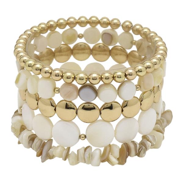 5 ROW SHELL AND CCB BRACELET