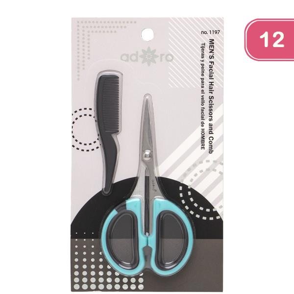 MENS FACIAL HAIR SCISSORS AND COMB SET (12 UNITS)