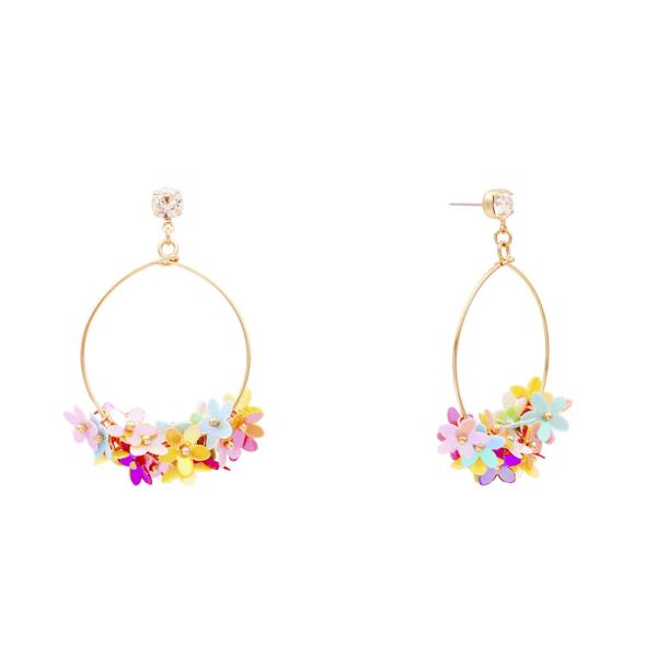 ROUND FLOWER DANGLE EARRING