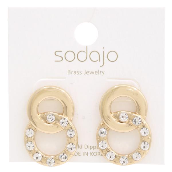 SODAJO DOUBLE CIRCLE LINK GOLD DIPPED METAL EARRING