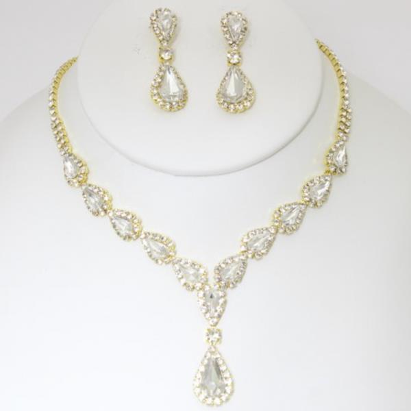 RHINESTONE NECKLACE EARRING SET