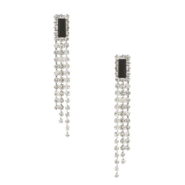 RECTANGLE RHINESTONE DANGLE EARRING