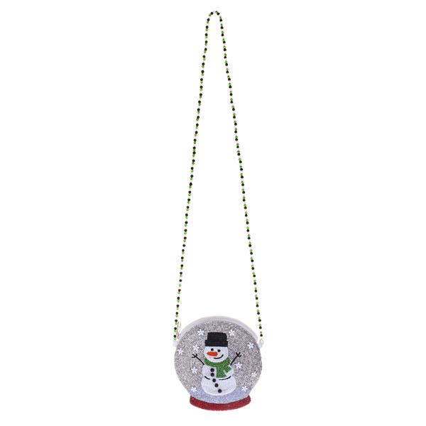 CHRISTMAS SNOWMAN SNOW GLOBE HANDCRAFTED BEAD KIDS CROSSBODY BAG