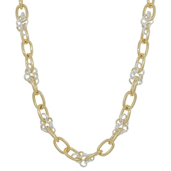 2 TONE LINKED CHAIN SHORT NECKLACE