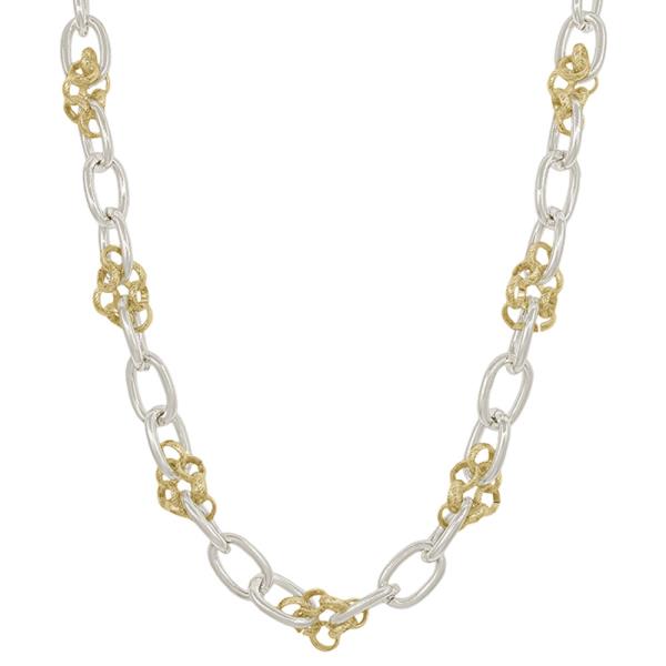 2 TONE LINKED CHAIN SHORT NECKLACE