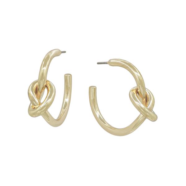 1" KNOT ACCENT METAL HOOP EARRING