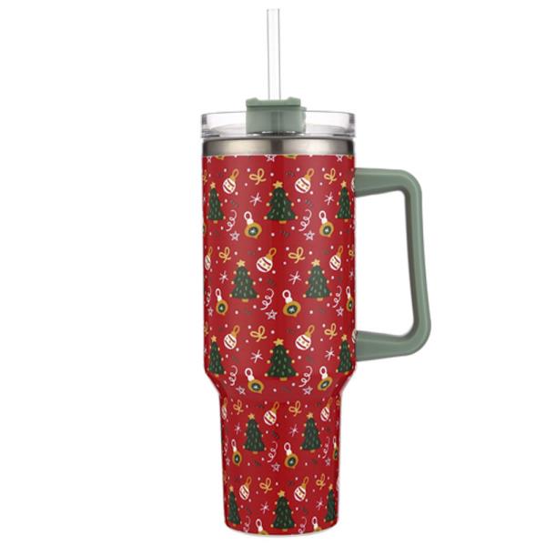 CHRISTMAS 40 OZ CUP TUMBLER WITH HANDLE STRAW