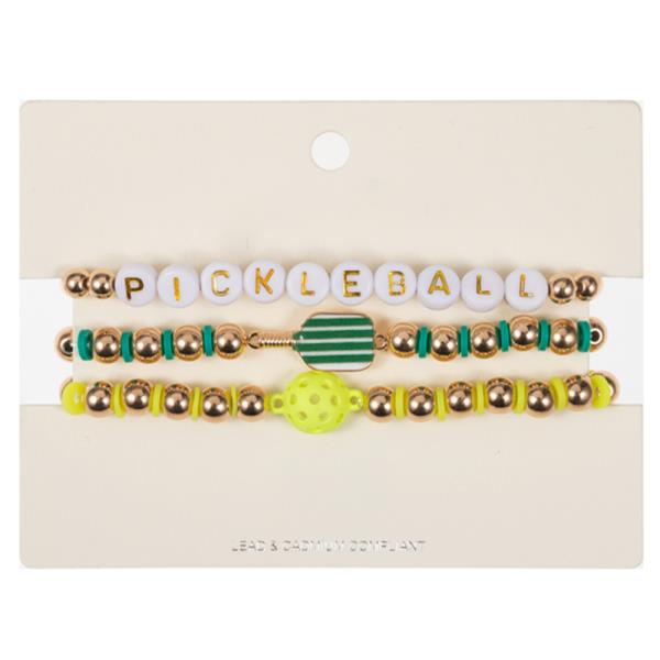 PICKLEBALL SHAPED 3 SET STRETCH BRACELET