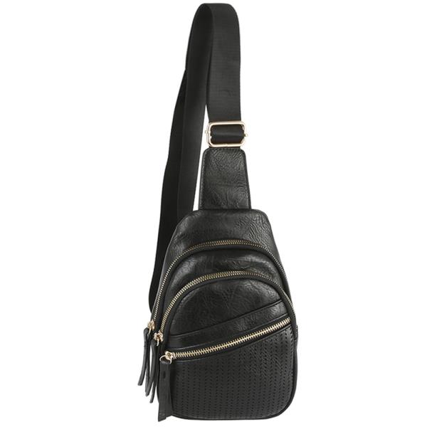 TRENDY SMOOTH ZIPPER SLING CROSSBODY BAG