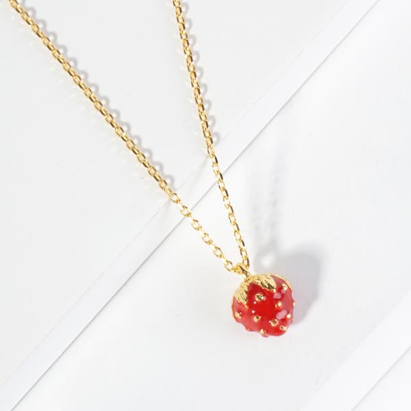 18K GOLD RHODIUM SWEETEST FRUIT STRAWBERRY NECKLACE