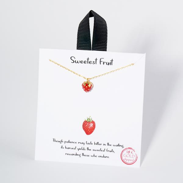 18K GOLD RHODIUM SWEETEST FRUIT STRAWBERRY NECKLACE