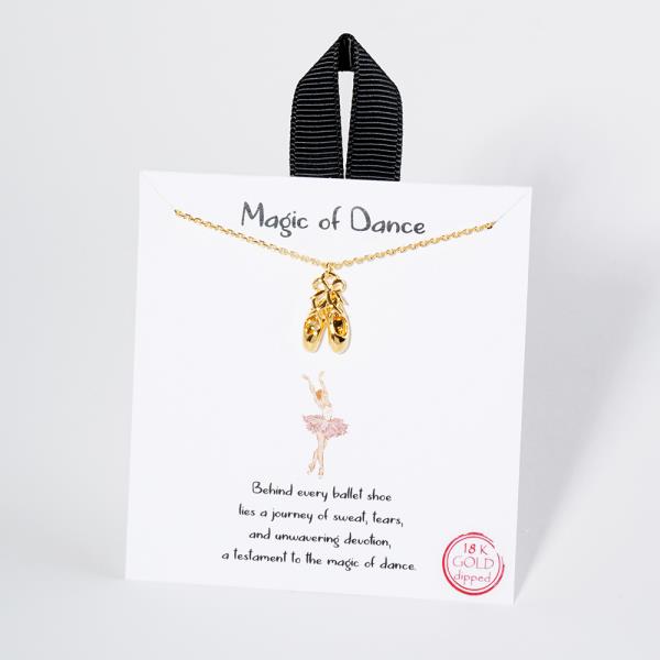 18K GOLD RHODIUM MAGIC OF DANCE BALLET SHOE NECKLACE