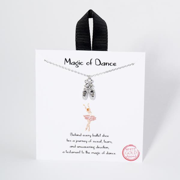 18K GOLD RHODIUM MAGIC OF DANCE BALLET SHOE NECKLACE