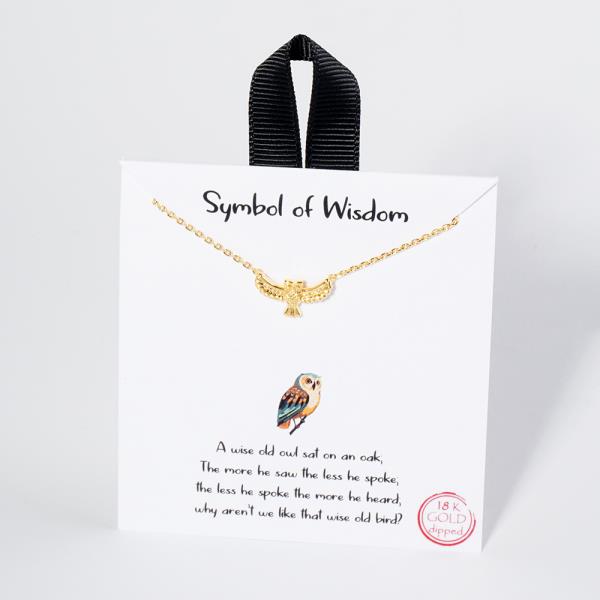 18K GOLD RHODIUM SYMBOL OF WISDOM OWL NECKLACE