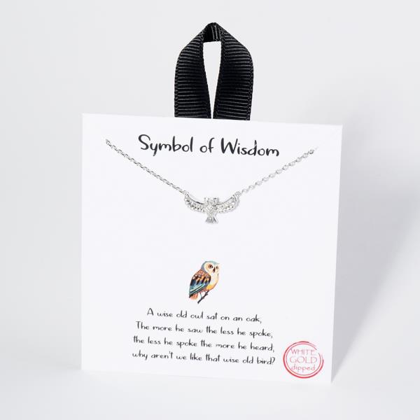 18K GOLD RHODIUM SYMBOL OF WISDOM OWL NECKLACE