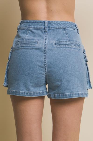 ($11.50 x 6 PCS) High-Waist Denim Shorts with Cargo Pockets