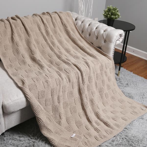 SOLID KNIT REVERSIBLE THROW BLANKET