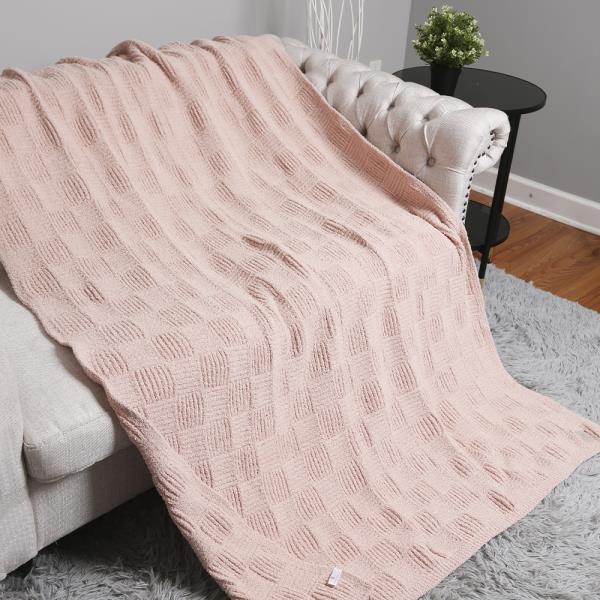 SOLID KNIT REVERSIBLE THROW BLANKET