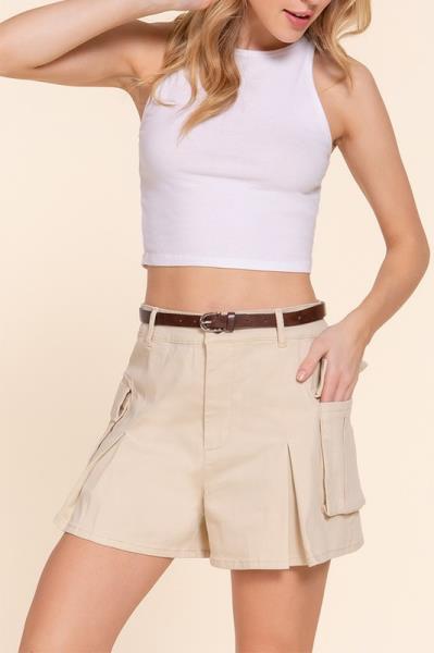 ($11.50 x 6 PCS) PLEATED BELTED MINI SHORTS