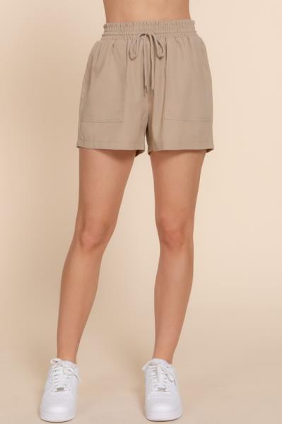 ($10.00 x 6 PCS) SMOKED WAIST LINEN SHORTS