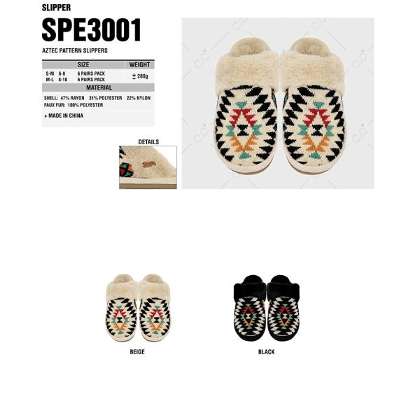 CC AZTEC PATTERN SLIPPERS - ML SIZE