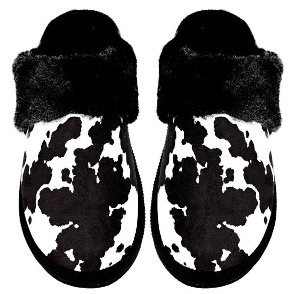 CC COW FAUX FUR SLIPPERS - ML SIZE