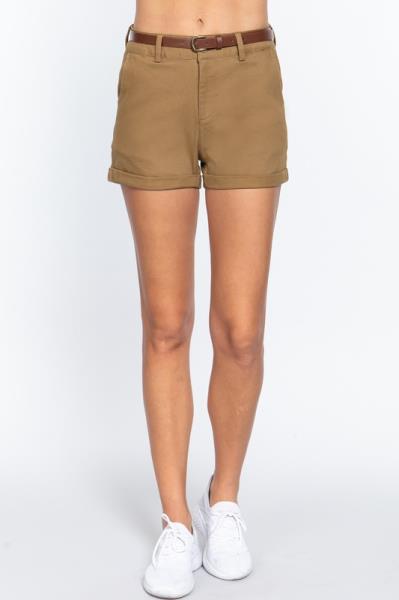 ($11.50 x 6 PCS) COTTON-SPAN TWILL BELTED SHORT PANTS