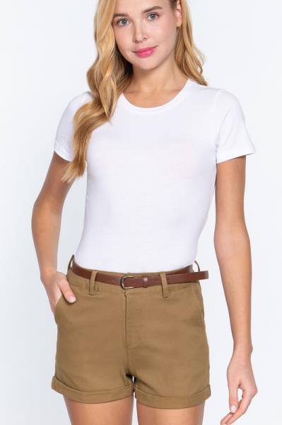 ($11.50 x 6 PCS) COTTON-SPAN TWILL BELTED SHORT PANTS