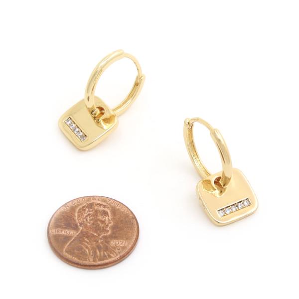 CZ 14K GOLD DIPPED HUGGIE EARRING