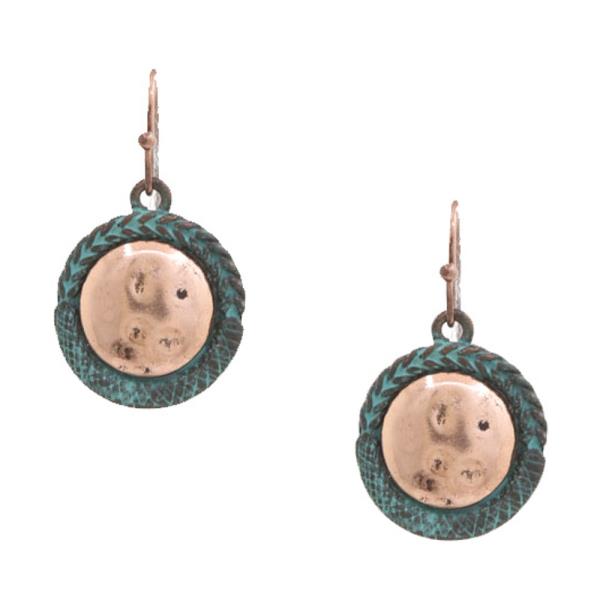 TWO TONE ROUND METAL EARRING