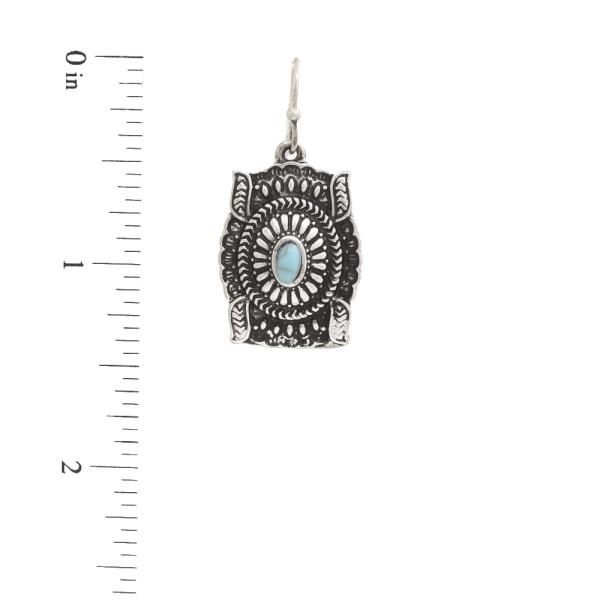 WESTERN STYLE TURQUOISE BEAD METAL EARRING