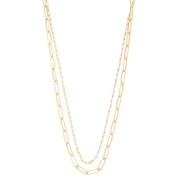 SODAJO OVAL LINK LAYERED GOLD DIPPED NECKLACE