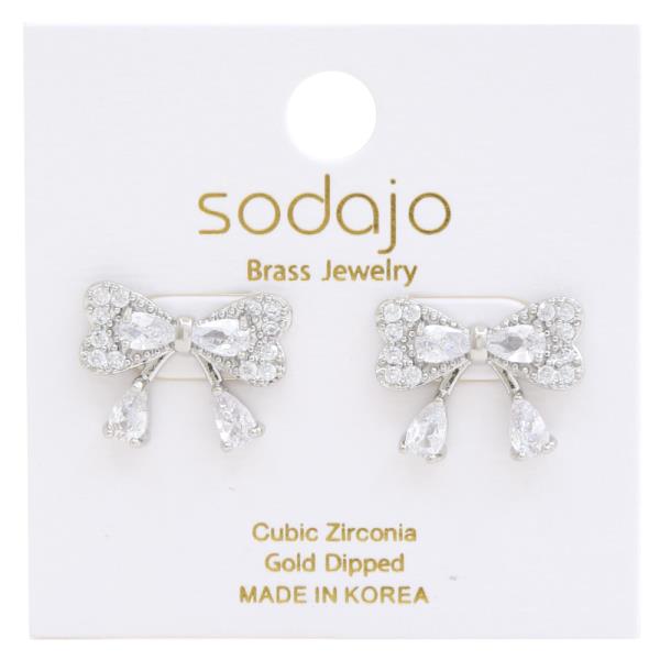 SODAJO CZ BOW GOLD DIPPED EARRING