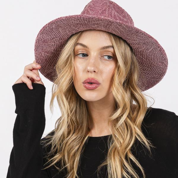 CHENILLE PATTERN FEDORA WITH BRAIDED BAND