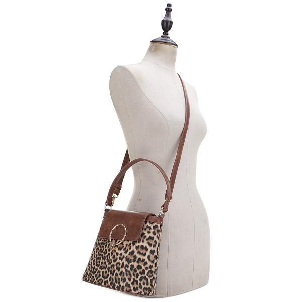 CHIC LEOPARD DESIGN SATCHEL BAG