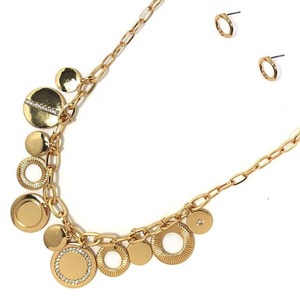 \METAL CHAIN W DISK CHARM NECKLACE EARRING SET