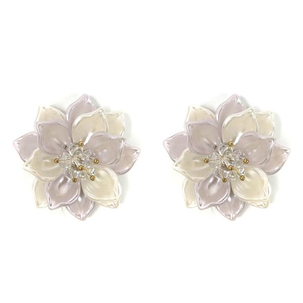 PEARL FLOWER W GLASS BEAD POST EARRING