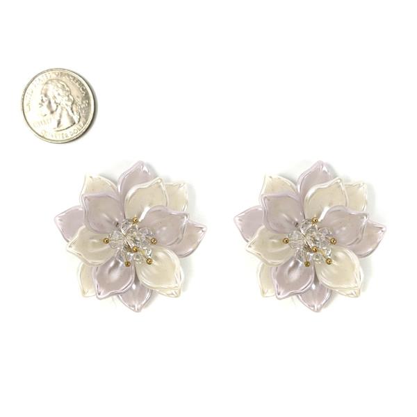 PEARL FLOWER W GLASS BEAD POST EARRING