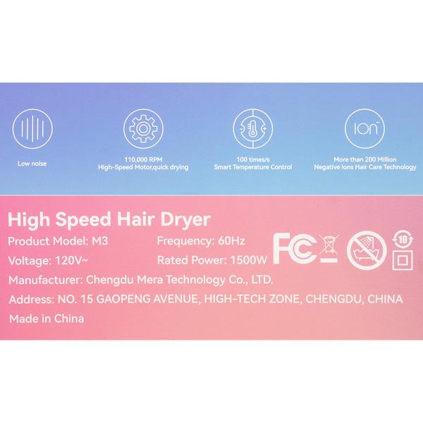 HIGH SPEED HAIR DRYER W ATTACHMENT