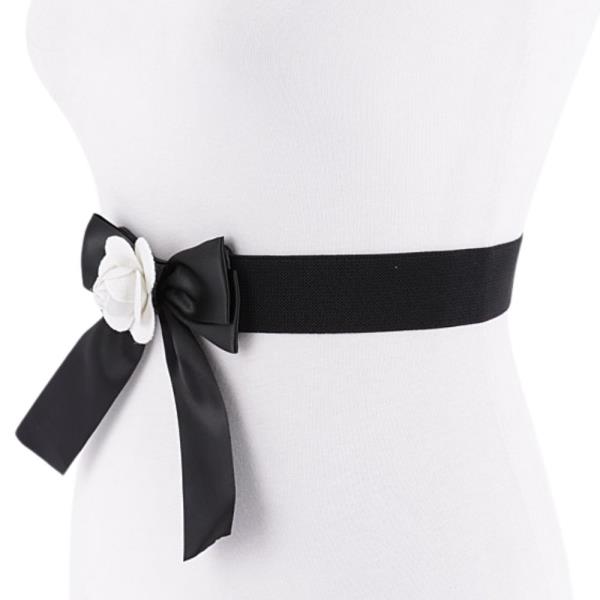 FLOWER SATIN RIBBON ELASTIC BELT