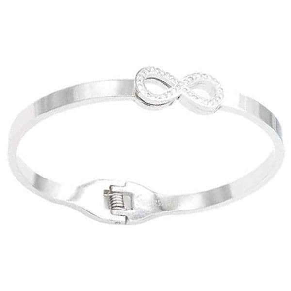 INFINITY STAINLESS STEEL METAL HINGED BRACELET