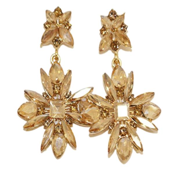 FLOWER RHINESTONE DANGLE EARRING